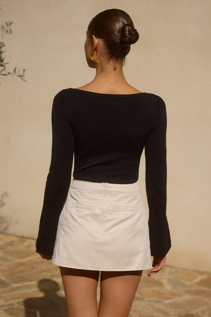 TATUM MINI SKIRT - STONE - 240718_RUNAWAY_STAS4230_944ab653-c379-4f05-be48-af33f123f210