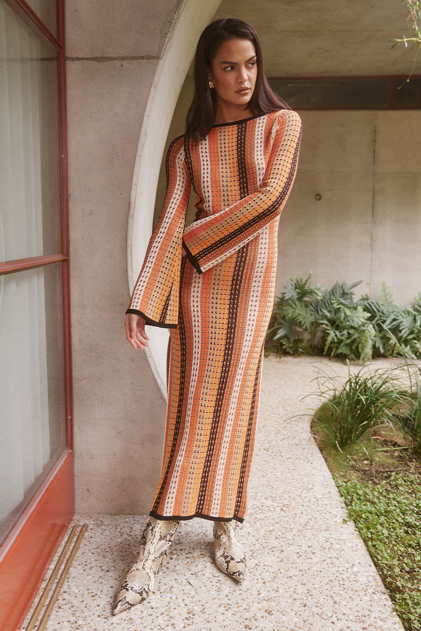 AIMEE MIDI DRESS - ORANGE MULTI - APOLLO-MAXI-DRESS-_3