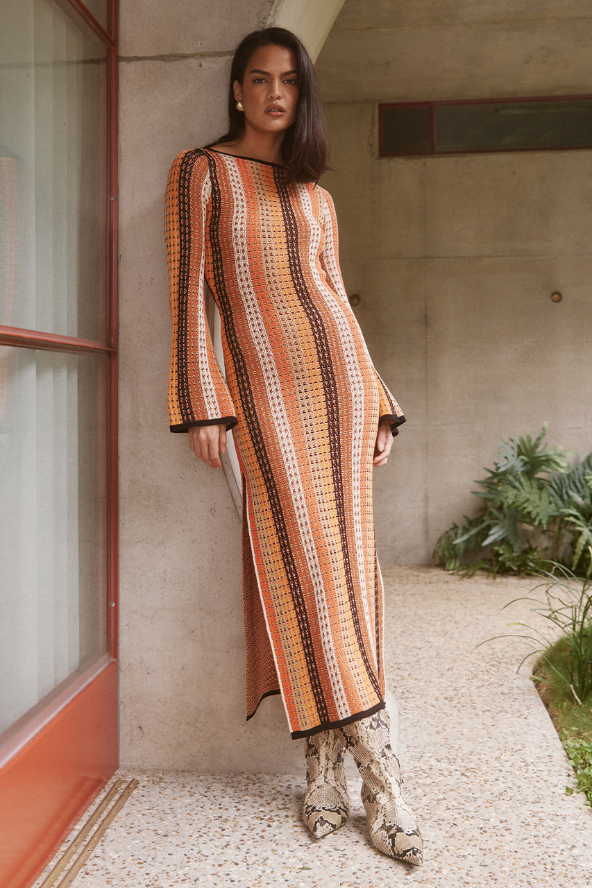 AIMEE MIDI DRESS - ORANGE MULTI - APOLLO-MAXI-DRESS-_4