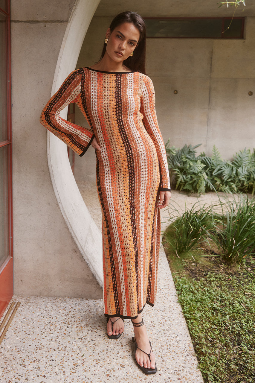 AIMEE MIDI DRESS - ORANGE MULTI - APOLLO-MAXI-DRESS-_5