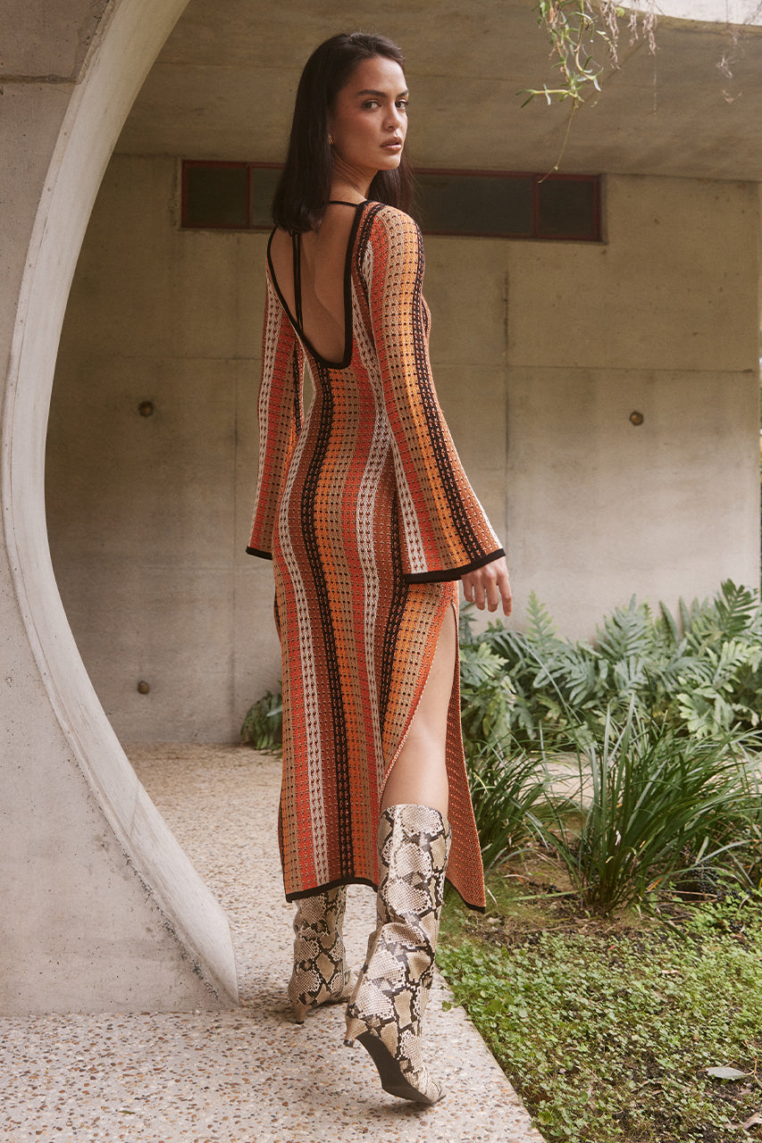 AIMEE MIDI DRESS - ORANGE MULTI - APOLLO-MAXI-DRESS