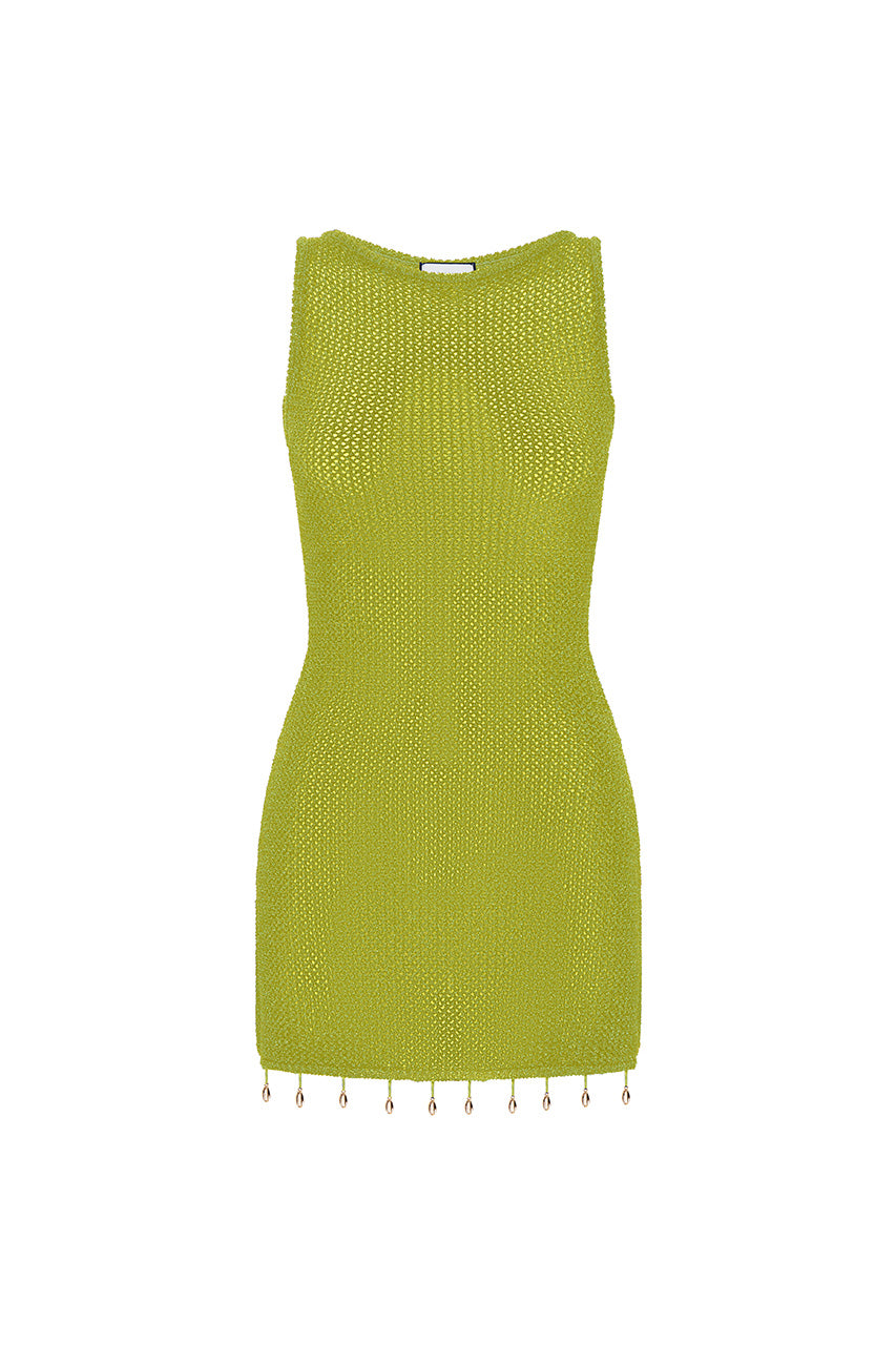 ARIYA SLEEVELESS MINI DRESS - LIME METALLIC - ARIYAMINIDRESSLIME