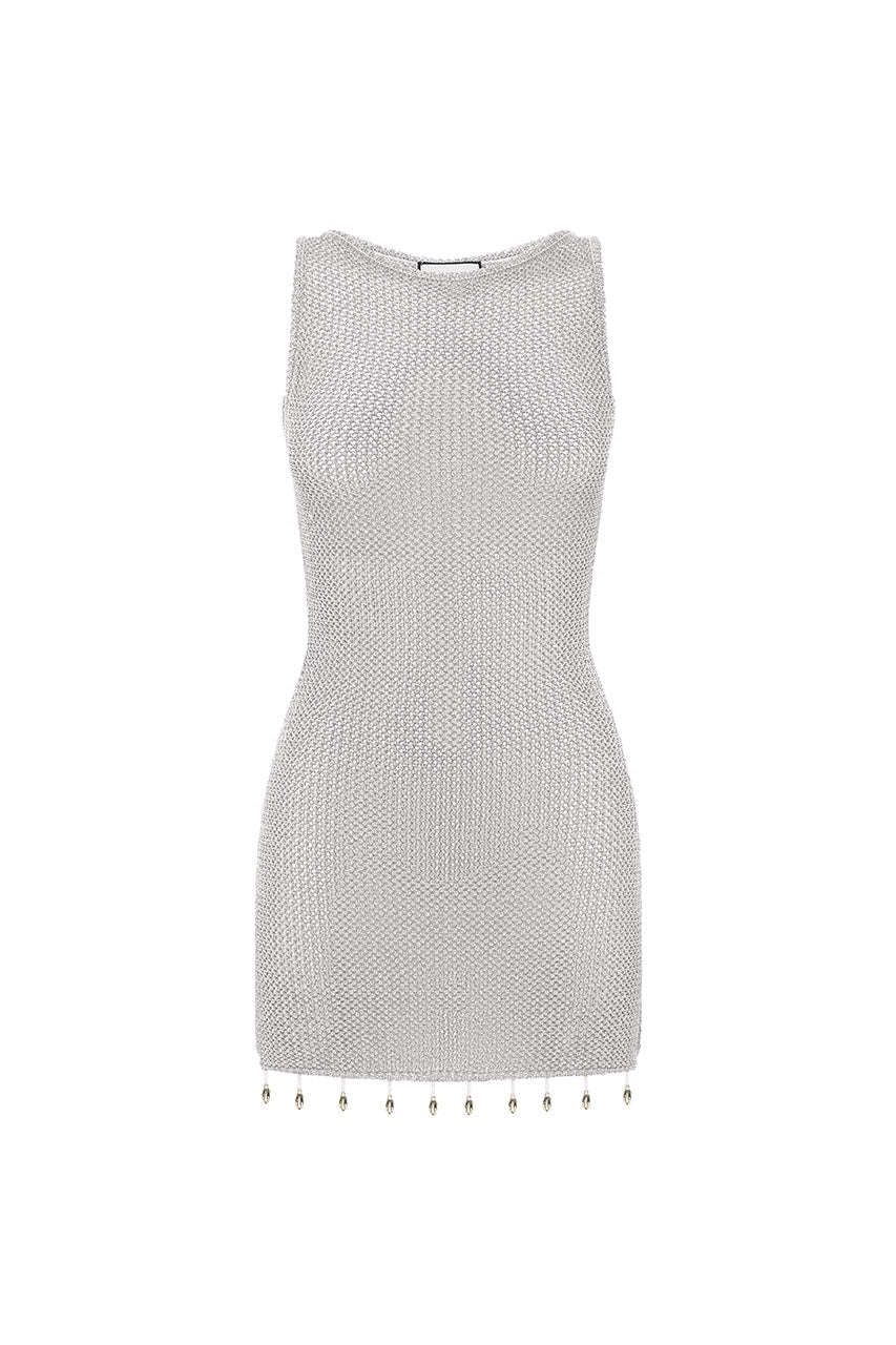 ARIYA SLEEVELESS MINI DRESS - SILVER METALLIC - ARIYAMINIDRESSSILVER