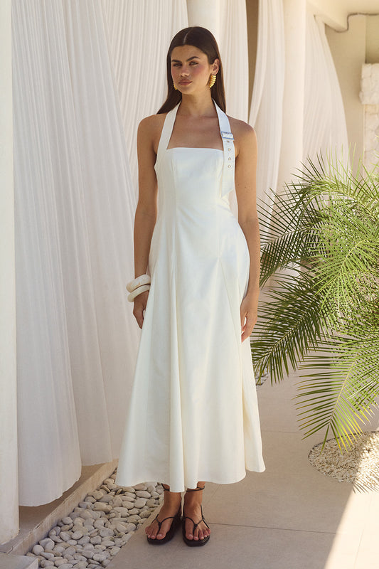 ASTRID HALTER MIDI DRESS - WHITE XXL - ASTRIDHALTERMIDIDRESSWHITE