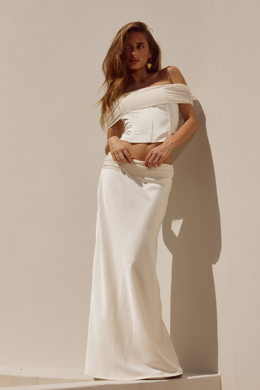 AUDRINA MAXI SKIRT - IVORY - AUDRINATOPIVORYxAUDRINAMAXISKIRTIVORY