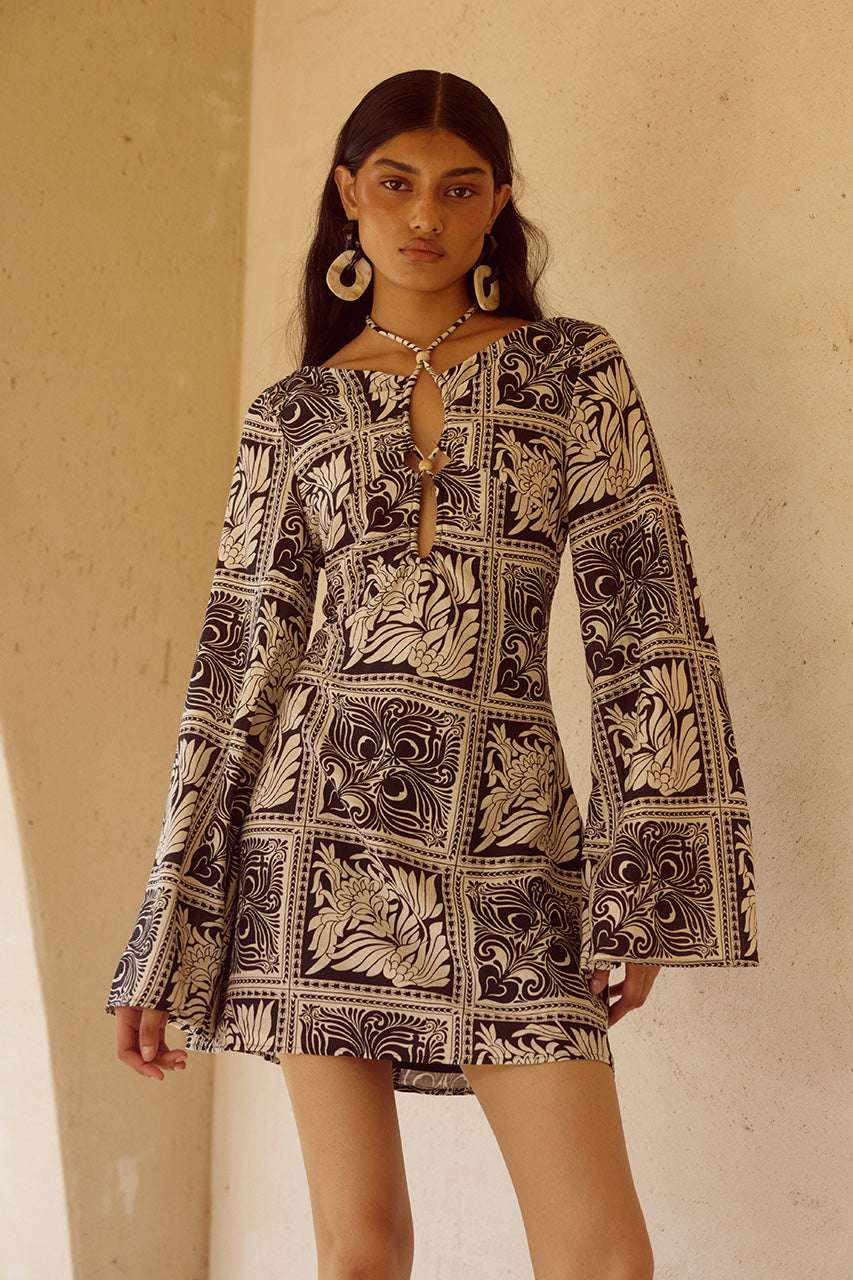 CHANTELLE SLEEVED MINI DRESS - HAVANNA BLACK XXL - CHANTELLEMINIDRESSMONTIEPRINT_1