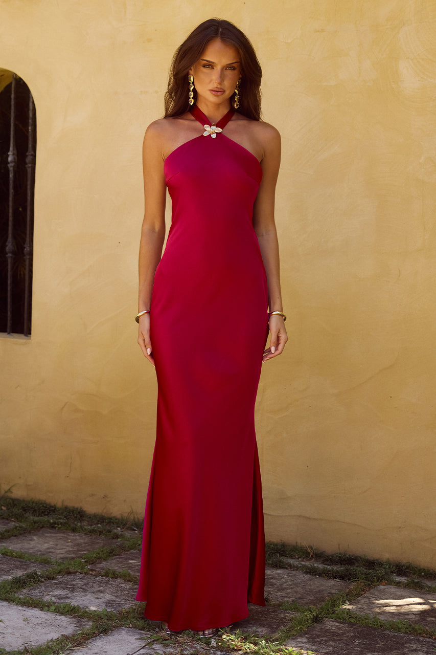 CHARA LOW CROSS BACK MAXI DRESS - CHERRY XXL - CHARA-MAXI-DRESS-CHERRY-2
