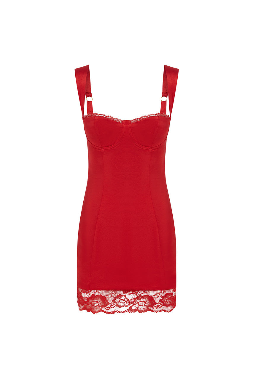 CLAUDELLE MINI DRESS - RED - CLAUDELLEMINIDRESSRED