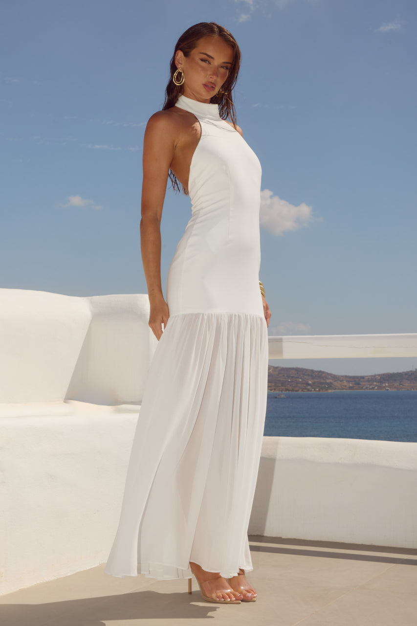 YAZMIN HALTER MAXI DRESS - OFF WHITE - CR1_76931