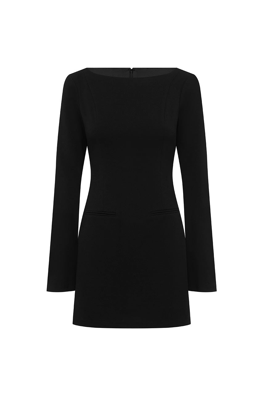 DUA FITTED LONG SLEEVE MINI DRESS - BLACK - DUAFITTEDLONGSLEEVEMINIDRESSBLACK_9