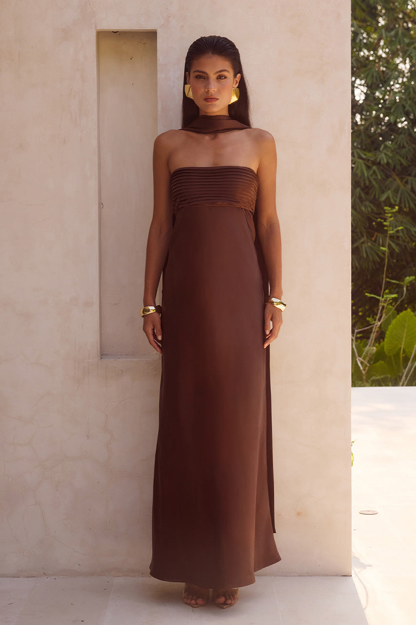 ELSA MAXI DRESS - CHOCOLATE - ELSAMAXIDRESSCHOCOLATE