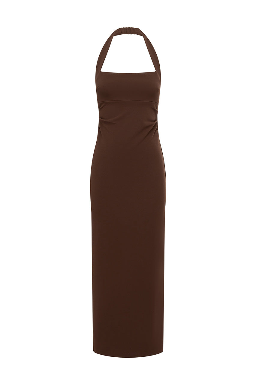 FRANCA HALTER MIDI DRESS - BITTER CHOCOLATE - FRANCAHALTERMIDIDRESSBITTERCHOCOLATE_8