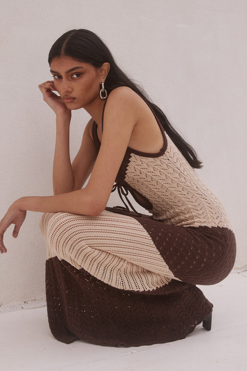JULIE MAXI DRESS - SAND/CHOCOLATE - JULIEMAXIDRESS-SANDCHOC_2