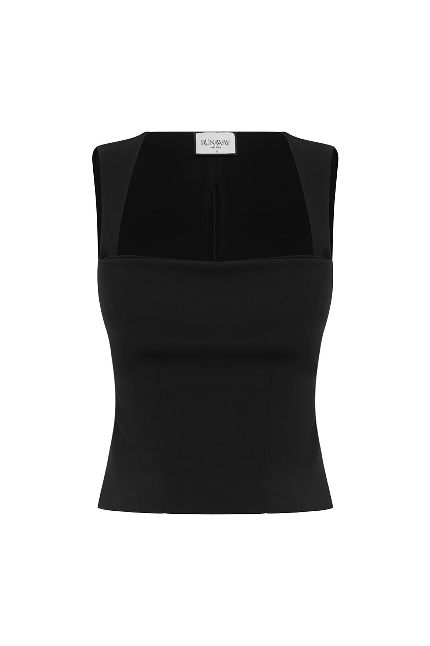 KODY SQAURE NECK TOP - BLACK - KODYSQAURENECKTOP-BLACK