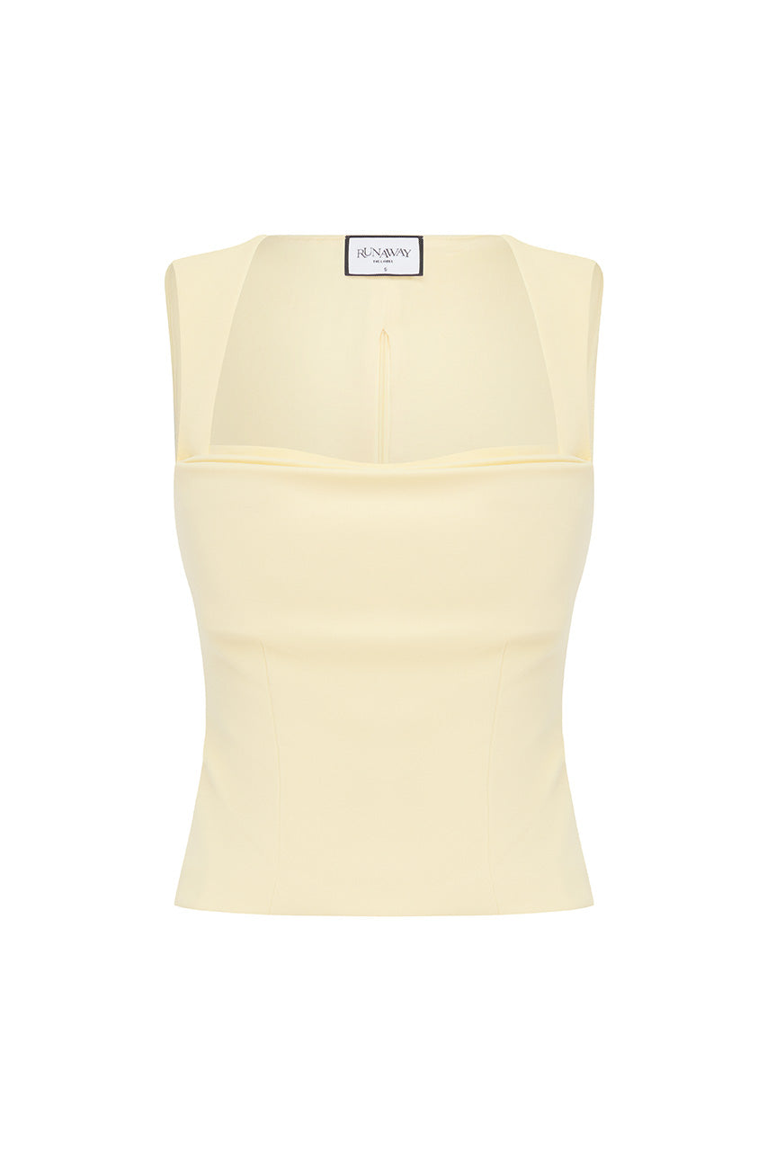 KODY SQAURE NECK TOP - LEMON - KODYSQAURENECKTOP-LEMON