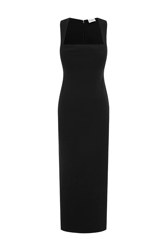 KODY SQUARE NECK MIDI DRESS - BLACK - KODYSQUARENECKMIDIDRESS-BLACK