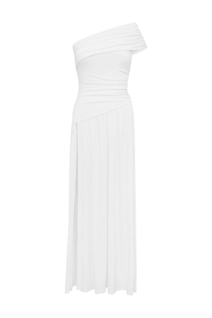 LARSEN ONE SHOULDER MAXI DRESS - WHITE - LARSENONESHOULDERMAXIDRESSWHITE