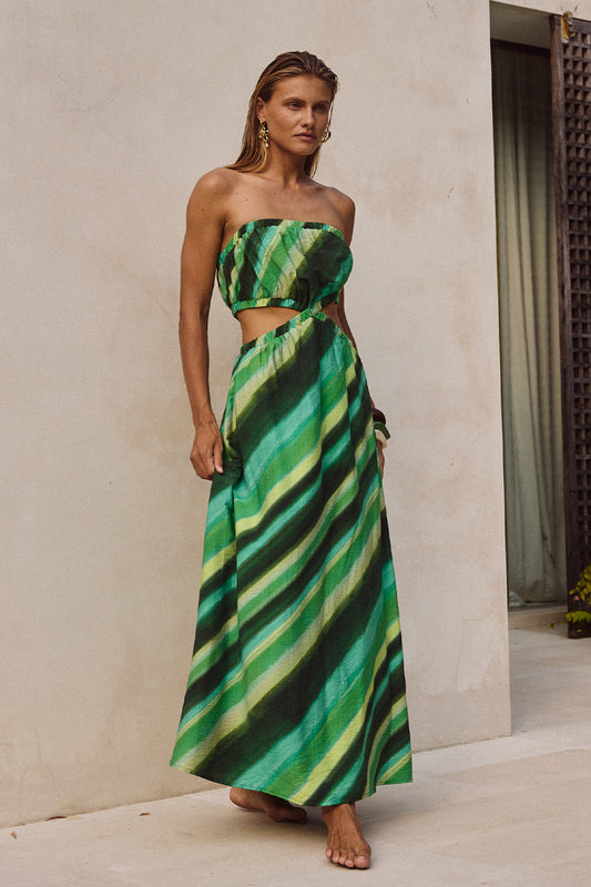LOANI MAXI DRESS - GREEN STRIPE - LOANIMAXIDRESSGREENSTRIPE_1