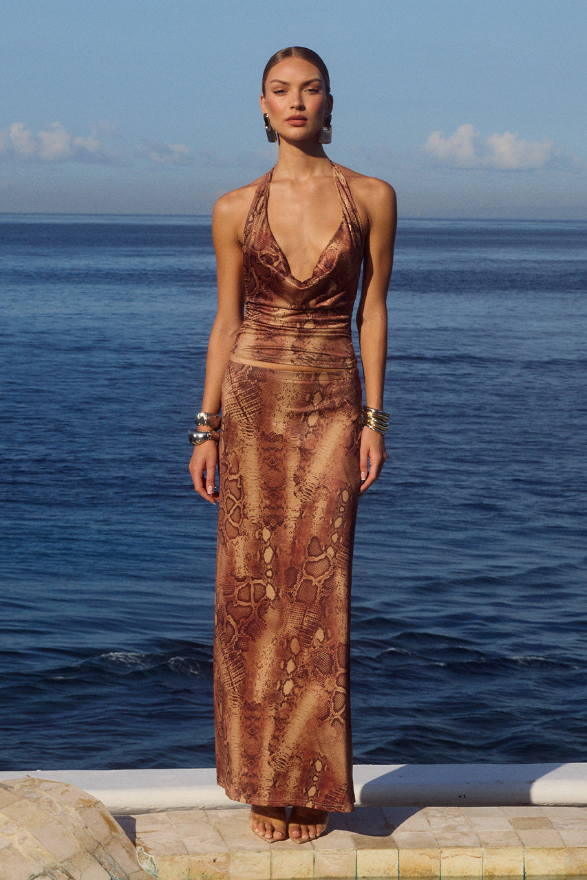 LOTUS MAXI SKIRT - TAN VIPER XXL - LOTUSCOWLHALTERTOPTANVIPERxLOTUSMAXISKIRTTANVIPER_8