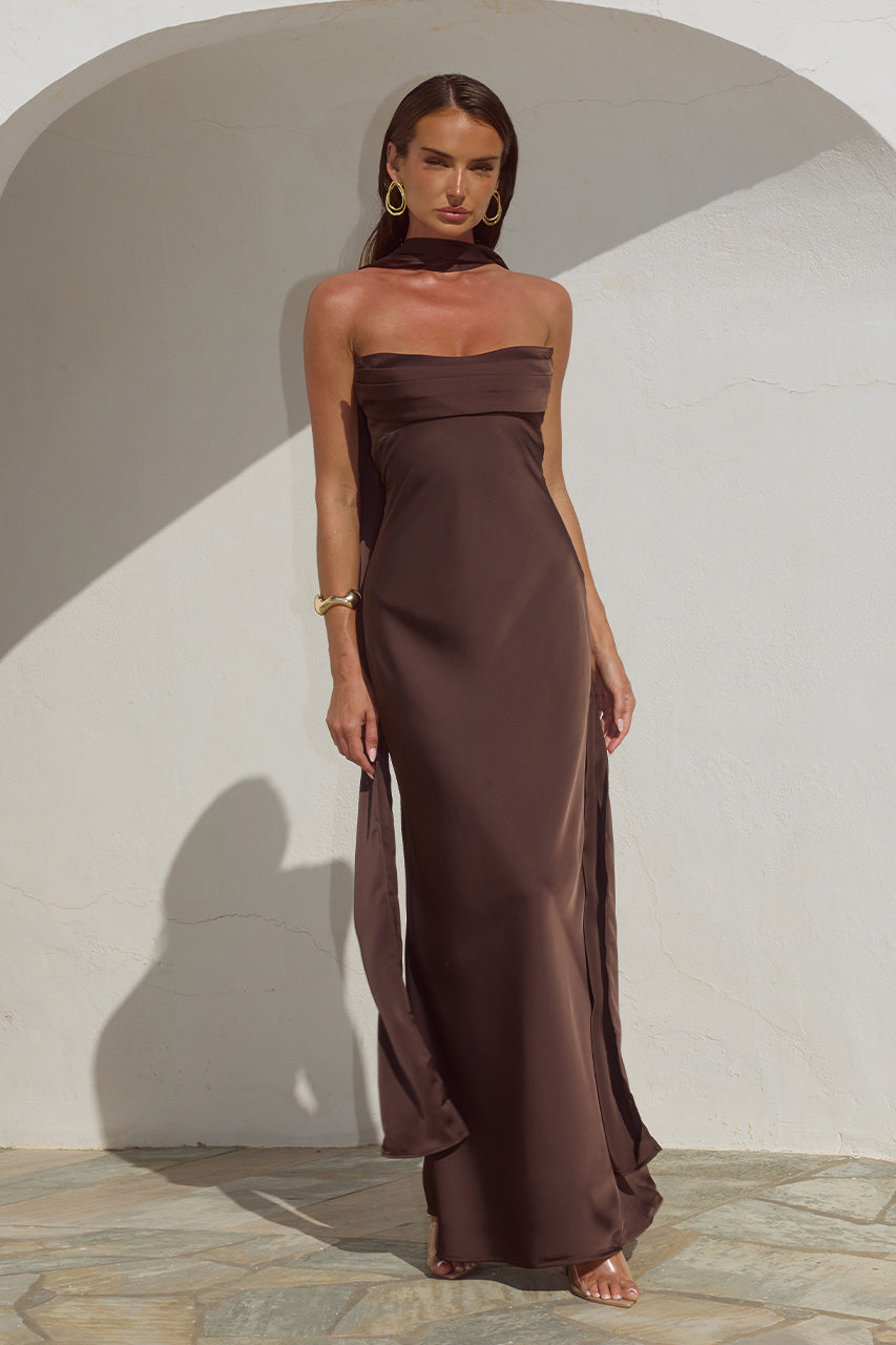 MADELEINE STRAPLESS MAXI DRESS - BITTER CHOCOLATE XXL - MADELEINESTRAPLESSMAXIDRESS-BITTERCHOCOLATE_1