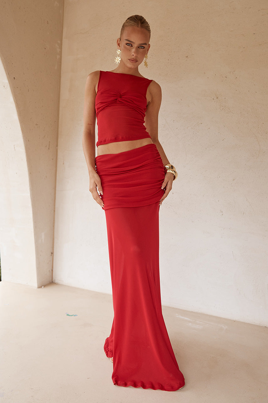 MEILA MAXI SKIRT - CHERRY - MEILATOPXMEILAMAXISKIRTCHERRY