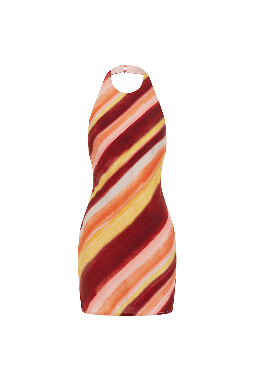 ODYSSEY MINI DRESS - PEACH STRIPE - ODYSSEYMINIDRESS