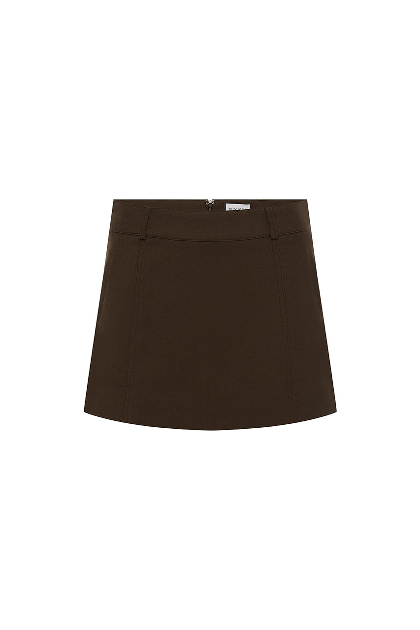 ORLA TAILORED MINI SKIRT - CHOCOLATE - ORLATAILOREDMINISKIRTCHOCOLATE