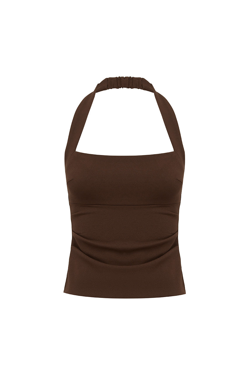 PARKER HALTER TOP - BITTER CHOCOLATE - PARKERHALTERTOPBITTERCHOCOLATE