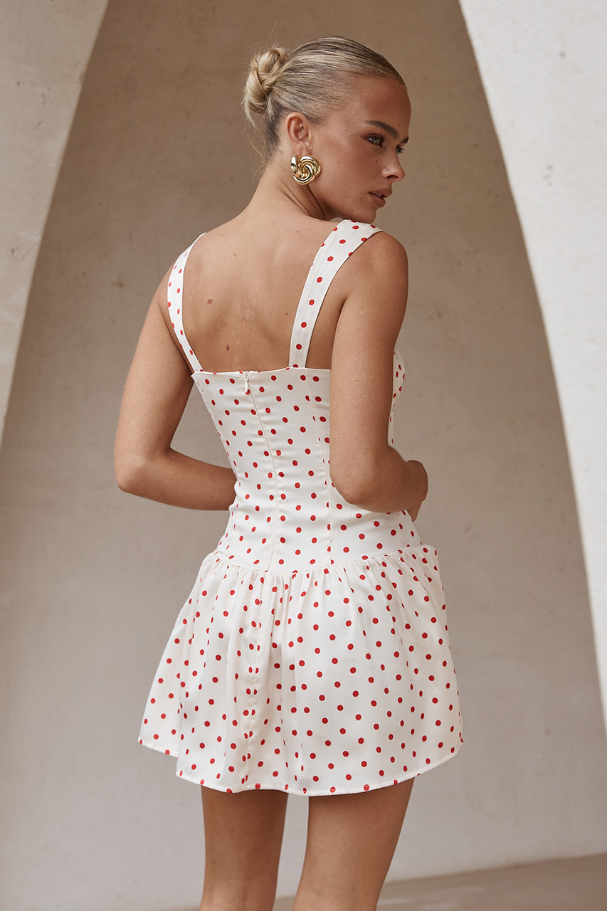SANTORI MINI DRESS - RED POLKA - SANTORIMINIDRESSREDPOLKA