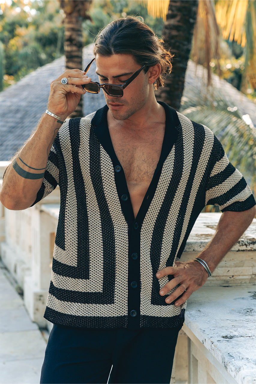 THEO KNIT SHIRT - SAND/BLACK - THEOKNITSHIRTSANDBLACK