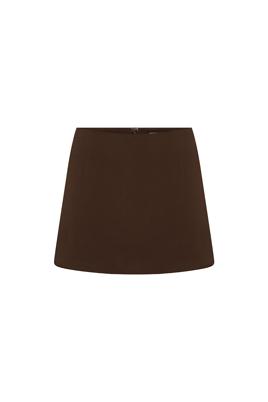 VIENO FITTED MINI SKORT - BITTER CHOCOLATE - VIENOFITTEDMINISKORTBITTERCHOCOLATE