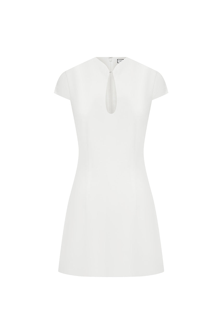 VIENO KEYHOLE FITTED MINI DRESS - WHITE - VIENOKEYHOLEFITTEDMINIDRESSWHITE