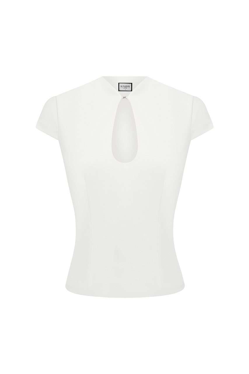 VIENO KEYHOLE FITTED TOP - WHITE - VIENOKEYHOLEFITTEDTOPWHITE