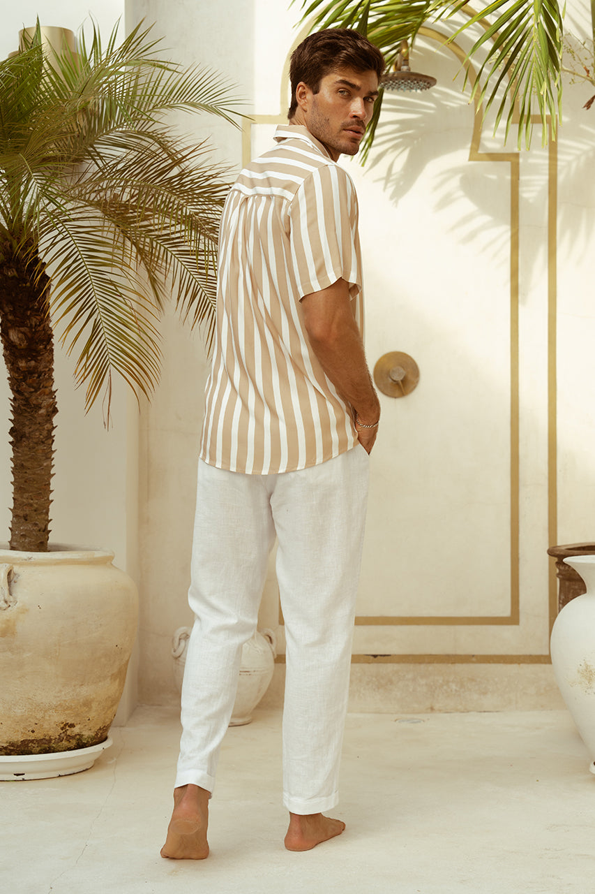 NICK SHIRT - SAND/WHITE - WHITE4