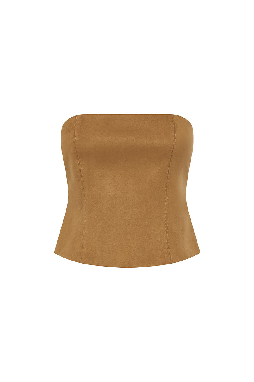 ZAELA STRAPLESS BUSTIER - TAN - ZAELASTRAPLESSBUSTIERTAN