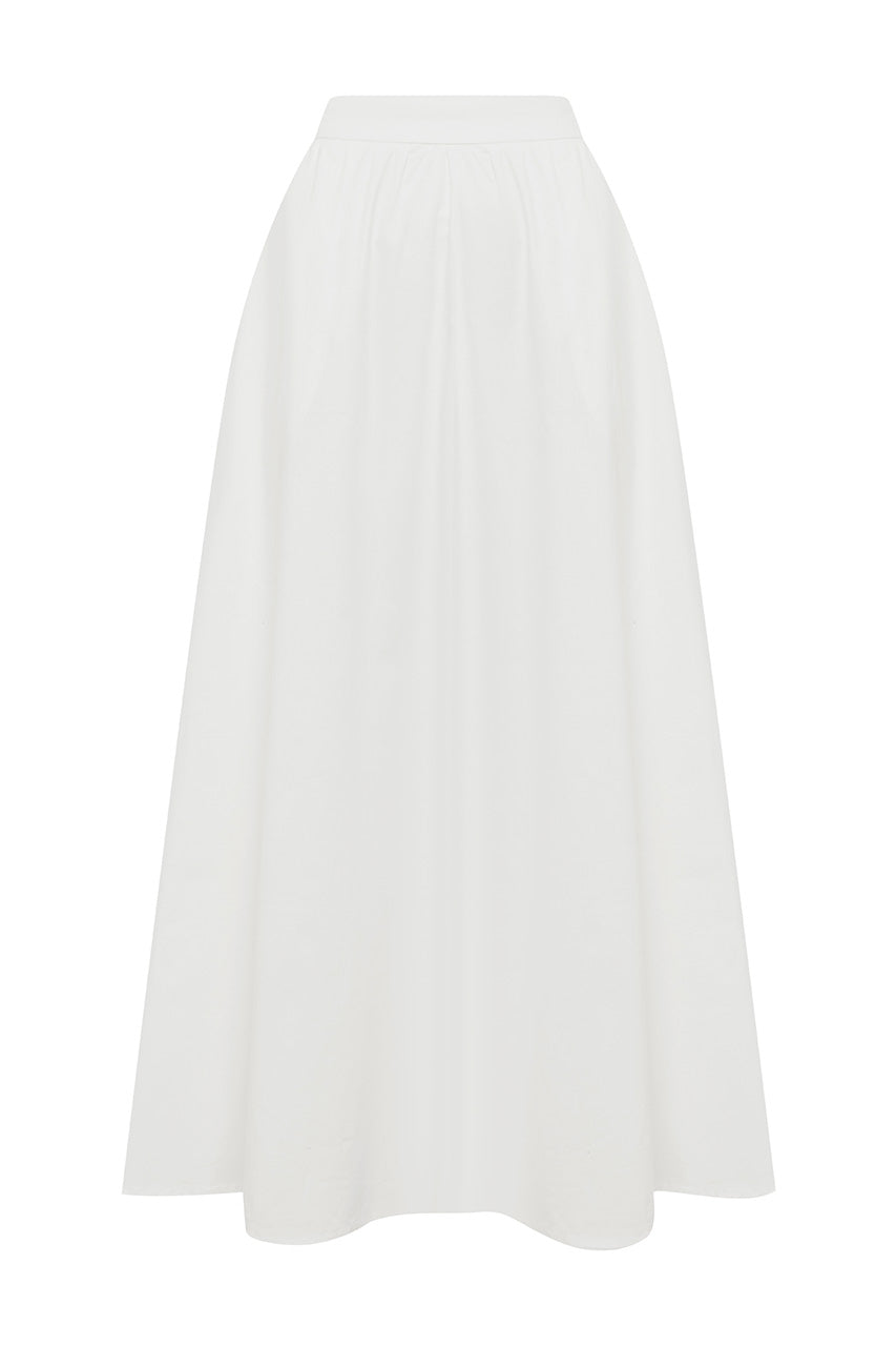 ZIMA FLOWY A-LINE MIDI SKIRT - WHITE - ZIMAFLOWYA-LINEMIDISKIRTWHITE