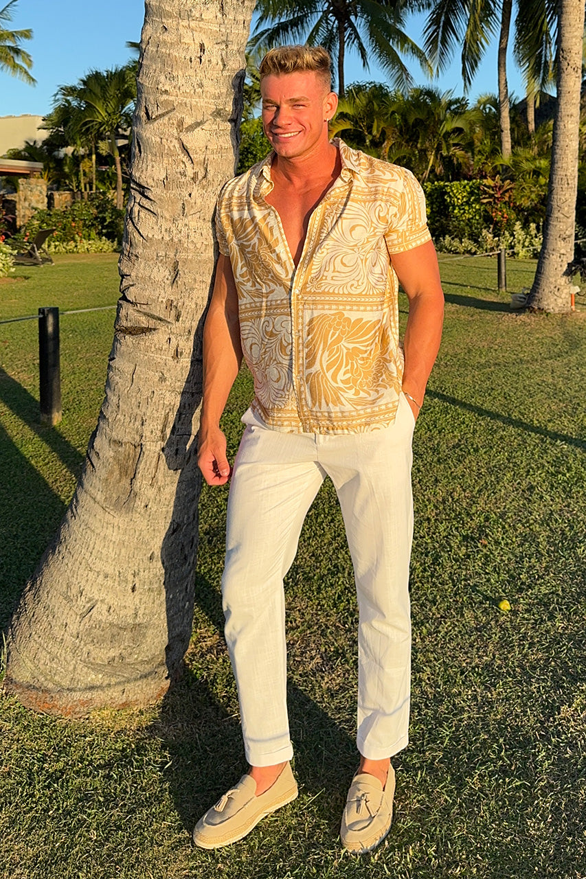 HAVANNA SHIRT - TAN/WHITE - cal.davee-HavannaShirtTanWhite1
