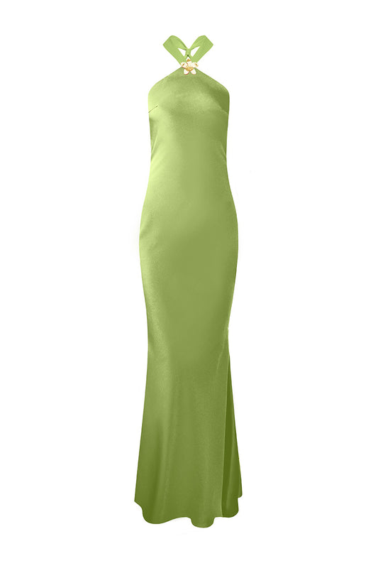 CHARA LOW CROSS BACK MAXI DRESS - OLIVE - charamaxidressoliverecolourghost